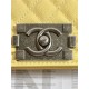 SMALL BOY Chanel HANDBAG Grained Calfskin Yellow Anti-Silver Metal High