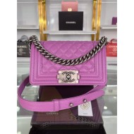 SMALL BOY Chanel HANDBAG Grained Calfskin Purple Anti-Silver Metal High