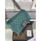 SMALL BOY Chanel HANDBAG Grained Calfskin Green Anti-Silver Metal High