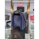 SMALL BOY Chanel HANDBAG Grained Calfskin Navy Blue Anti-Silver Metal High