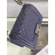 SMALL BOY Chanel HANDBAG Grained Calfskin Navy Blue Anti-Silver Metal High