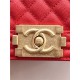 SMALL BOY Chanel HANDBAG Grained Calfskin Red Matt-Gold Metal High