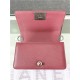 SMALL BOY Chanel HANDBAG Grained Calfskin Wine Anti-Silver Metal High