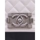 SMALL BOY Chanel HANDBAG Grained Calfskin White Anti-Silver Metal High