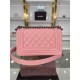 SMALL BOY Chanel HANDBAG Grained Calfskin Pink Anti-Silver Metal High