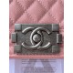 SMALL BOY Chanel HANDBAG Grained Calfskin Pink Anti-Silver Metal High