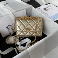 MINI FLAP BAG Lambskin, Strass & Gold-Tone Metal AS3239 Gold A