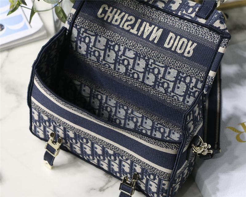 SMALL DiorCAMP BAG Dior Oblique Embroidery Blue High