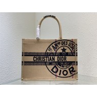 MEDIUM Dior BOOK TOTE Jute Canvas Embroidered with Dior Union Motif High