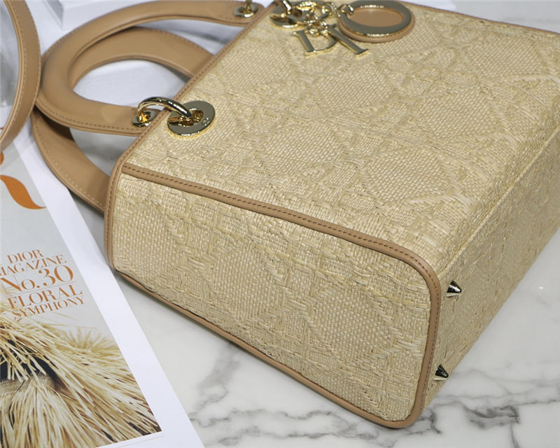 MEDIUM LADY Dior BAG Cannage Raffia Natural High 