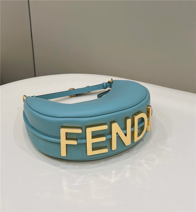 Fendigraphy Small Leather Bag Blue Green High