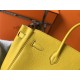 Hermes Birkin 25/30/35cm Bag Calfskin Silver/Gold Metal In Yellow High