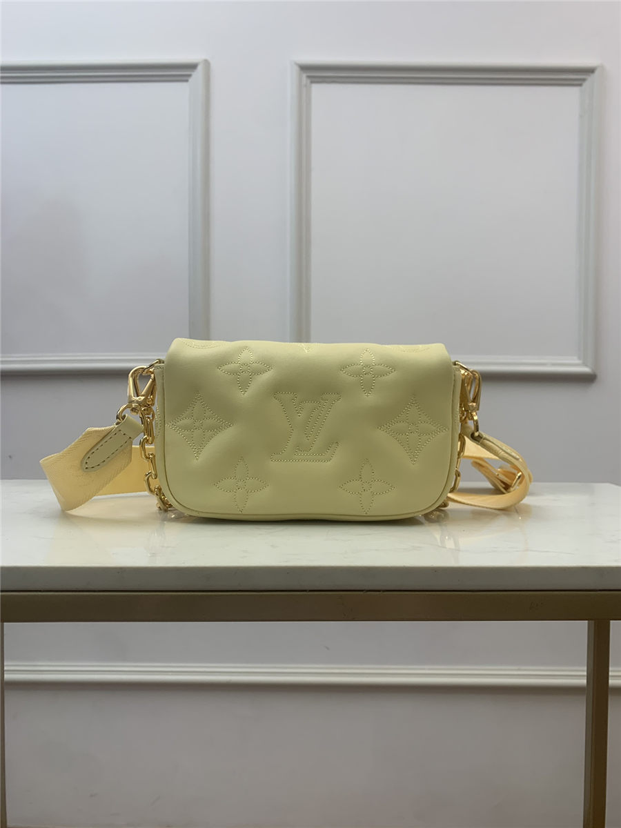 Louis Vuitton WALLET ON STRAP BUBBLEGRAM Monogram-embroidered, quilted calf leather Yellow M51400 High