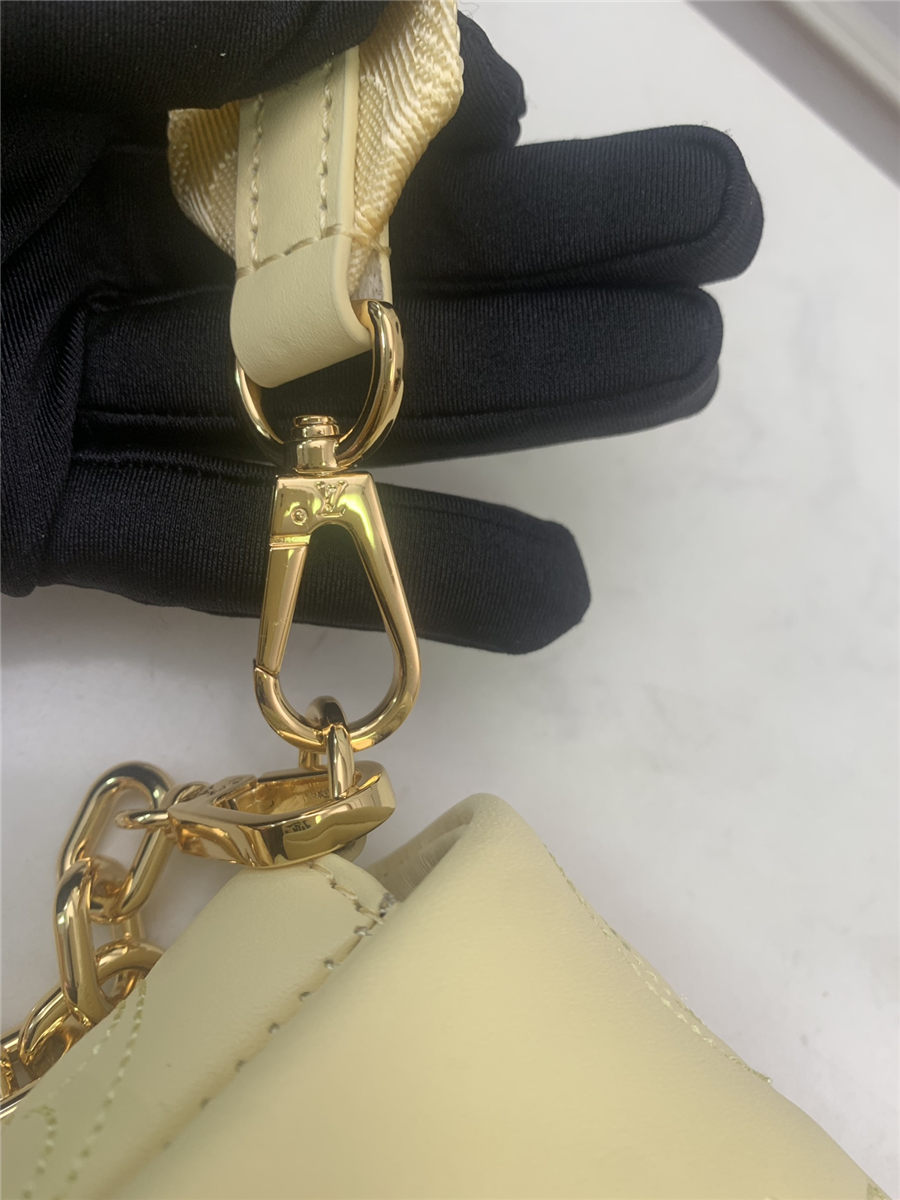 Louis Vuitton WALLET ON STRAP BUBBLEGRAM Monogram-embroidered, quilted calf leather Yellow M51400 High