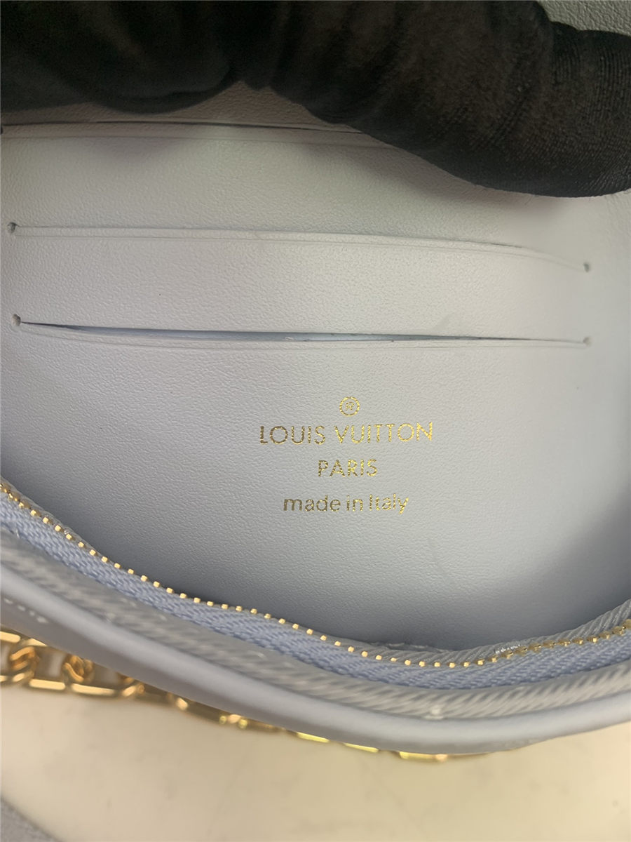 Louis Vuitton WALLET ON STRAP BUBBLEGRAM Monogram-embroidered, quilted calf leather Blue M51399 High