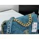 Large Chanel 19 Flap Bag Tweed Gold-Tone Blue High