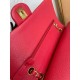 Medium CLASSIC HANDBAG Grained Calfskin Red Gold Metal A