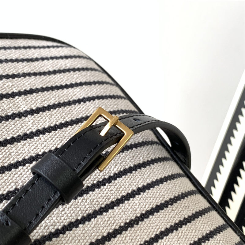 LOU CAMERA BAG IN STRIPED CANVAS AND LEATHER High