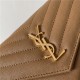 CASSANDRE SAINT LAURENT MATELASSÉ ENVELOPE CHAIN WALLET IN GRAIN DE POUDRE EMBOSSED LEATHER High