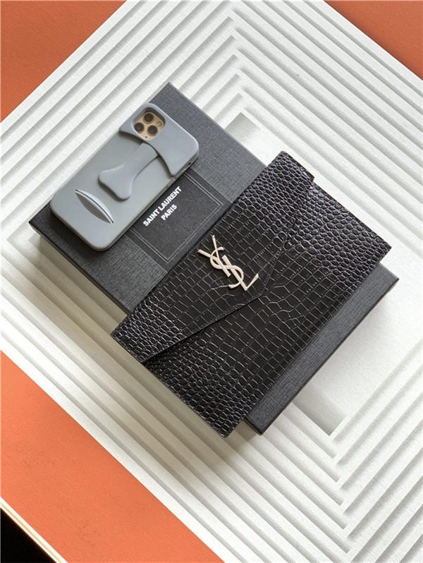 UPTOWN POUCH IN Crocodile Black-Silver High