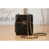 SMALL BOX WITH CHAIN Lambskin & Gold-Tone Metal Black AP2656 High