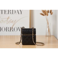 SMALL BOX WITH CHAIN Lambskin & Gold-Tone Metal Black AP2656 High