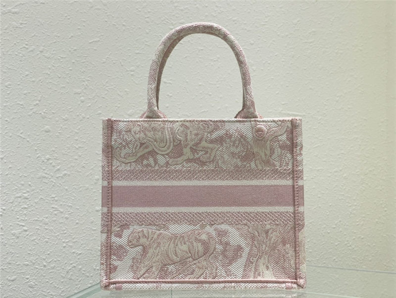 SMALL Dior BOOK TOTE Toile de Jouy Embroidery Pink High