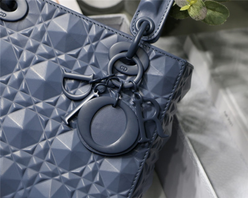 SMALL LADY Dior MY ABCDior BAGCannage Calfskin with Diamond Motif Denim Blue High