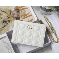 Dior CARO ZIPPED POUCH WITH CHAIN Supple Cannage Calfskin White High