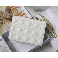 Dior CARO ZIPPED POUCH WITH CHAIN Supple Cannage Calfskin White High