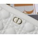 Dior CARO ZIPPED POUCH WITH CHAIN Supple Cannage Calfskin White High