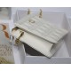 Dior CARO ZIPPED POUCH WITH CHAIN Supple Cannage Calfskin White High