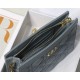 Dior CARO ZIPPED POUCH WITH CHAIN Supple Cannage Calfskin Grey Blue High