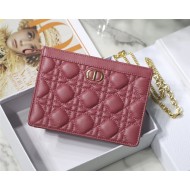 Dior CARO ZIPPED POUCH WITH CHAIN Supple Cannage Calfskin Fuchsia High