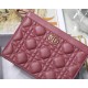 Dior CARO ZIPPED POUCH WITH CHAIN Supple Cannage Calfskin Fuchsia High