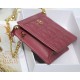 Dior CARO ZIPPED POUCH WITH CHAIN Supple Cannage Calfskin Fuchsia High