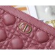 Dior CARO ZIPPED POUCH WITH CHAIN Supple Cannage Calfskin Fuchsia High