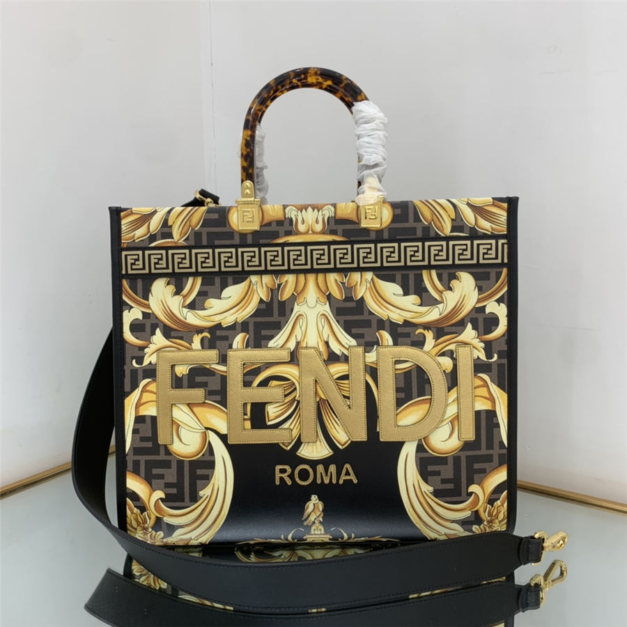 MEDIUM Fendi SUNSHINE Fendace Printed leather shopper High