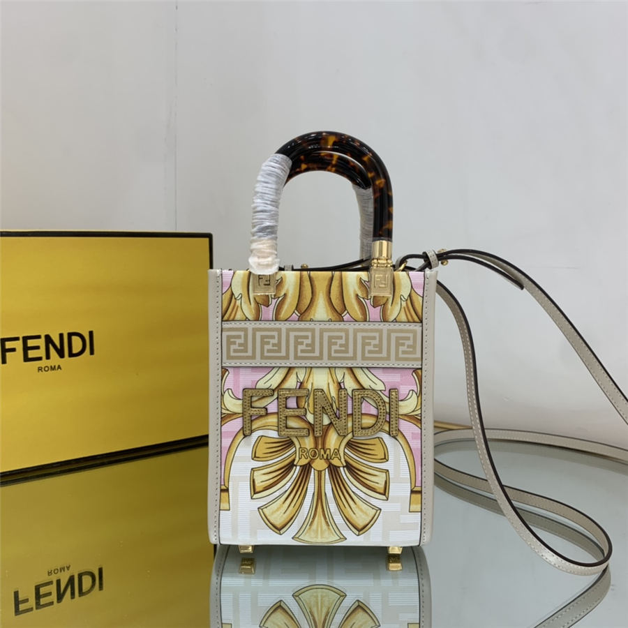 MINI SUNSHINE SHOPPER Fendace Printed leather Mini-bag High