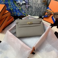 Hermes Kelly Pochette Bag Epsom Leather Silver/Gold Metal WAX High