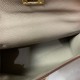 Hermes Kelly Pochette Bag Epsom Leather Silver/Gold Metal WAX High