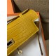 Hermes Kelly Pochette Bag Crocodile Silver/Gold Metal WAX High