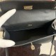 Hermes Kelly Pochette Bag Swift Leather Silver/Gold Metal WAX Black High