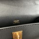 Hermes Kelly Pochette Bag Swift Leather Silver/Gold Metal WAX Black High