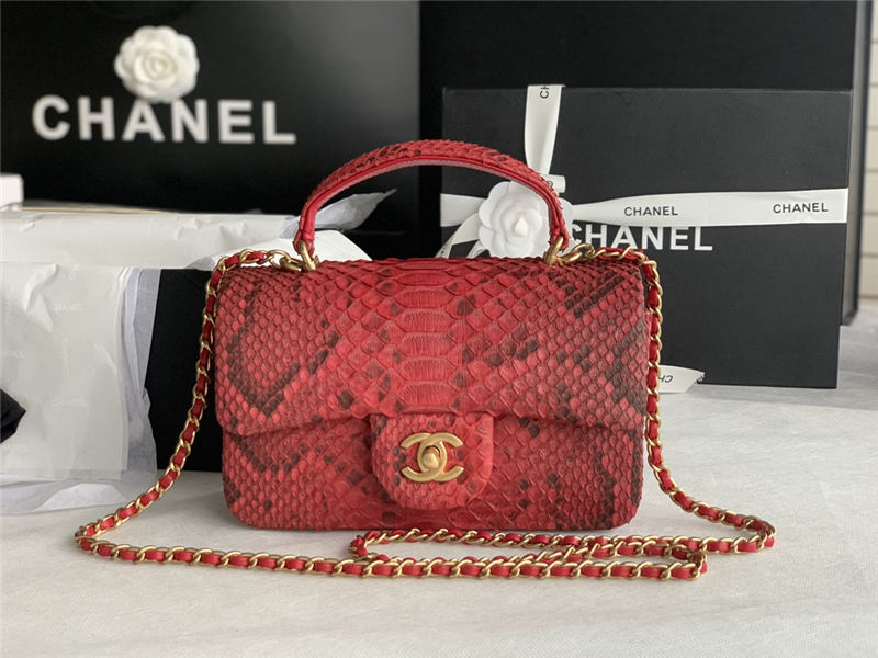 MINI FLAP BAG WITH TOP HANDLE AS2431 Snake Red High