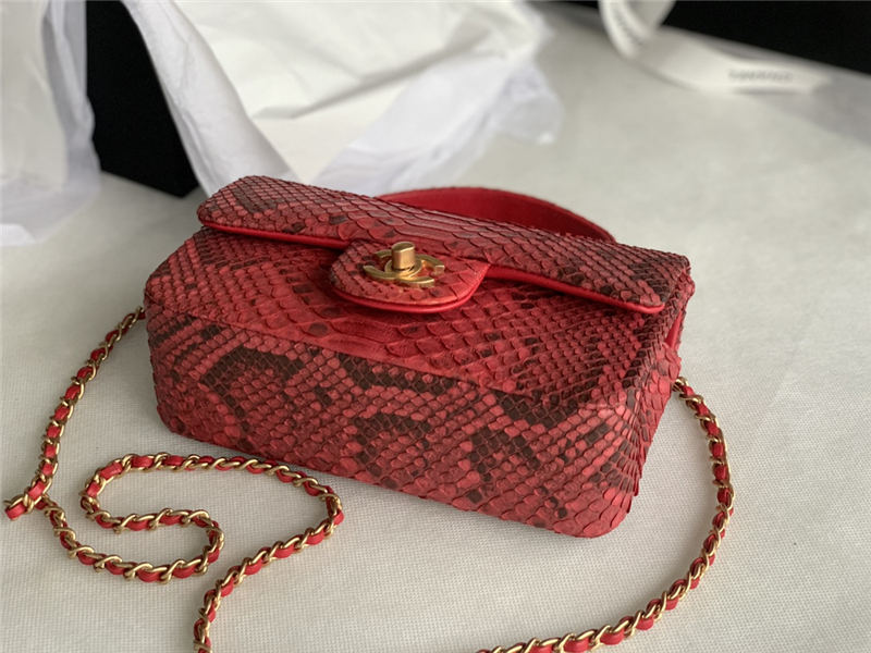 MINI FLAP BAG WITH TOP HANDLE AS2431 Snake Red High