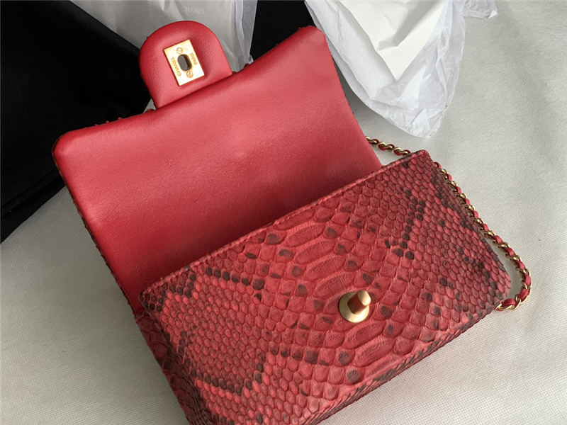 MINI FLAP BAG WITH TOP HANDLE AS2431 Snake Red High