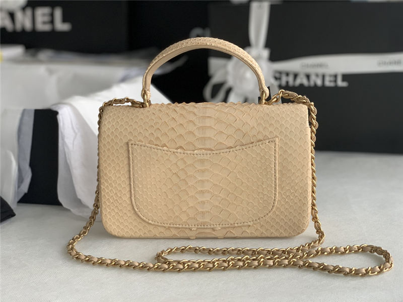 MINI FLAP BAG WITH TOP HANDLE AS2431 Snake Beige High