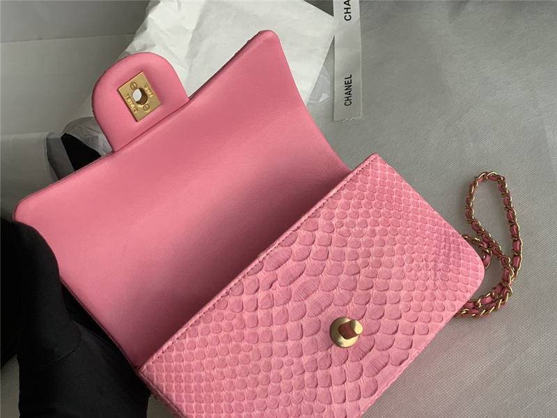 MINI FLAP BAG WITH TOP HANDLE AS2431 Snake Pink High