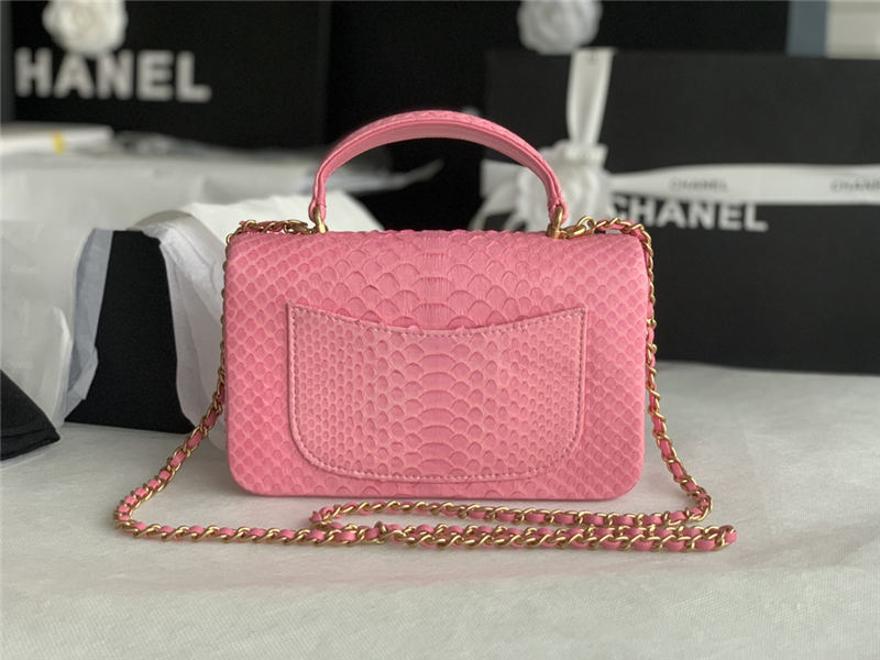 MINI FLAP BAG WITH TOP HANDLE AS2431 Snake Pink High